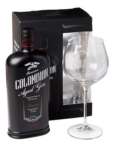 Colombian Gin Treasure black + sklo Gin 43%0.70l